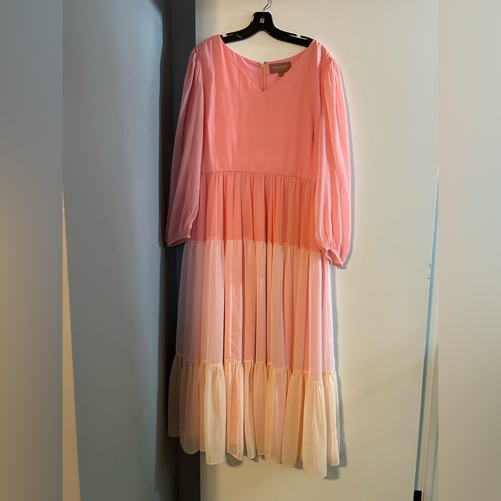NWOT 1X JessaKae Pink and Cream Tiered Dress